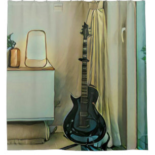 Guitar gifts for dad shower curtain