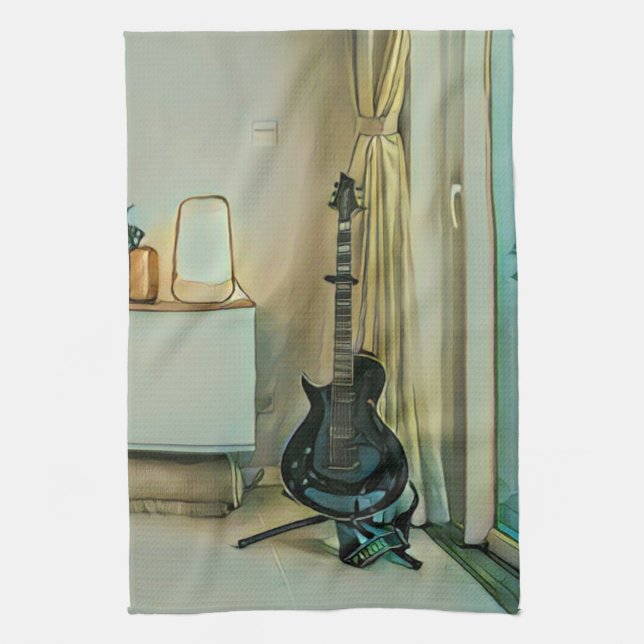 Guitar gifts for dad tea towel (Vertical)