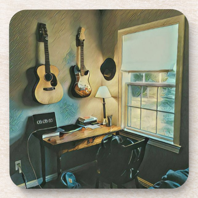 Guitar gifts for girlfriend coaster (Front)