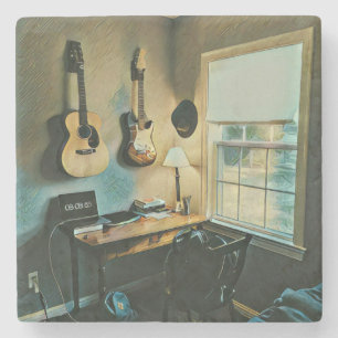 Guitar gifts for girlfriend stone coaster
