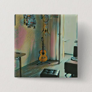 Guitar gifts for her 15 cm square badge