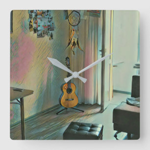 Guitar gifts for her square wall clock