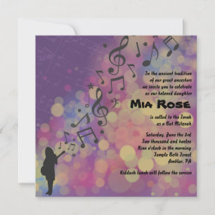 Guitar Girl Bat Bar Mitzvah Invitation
