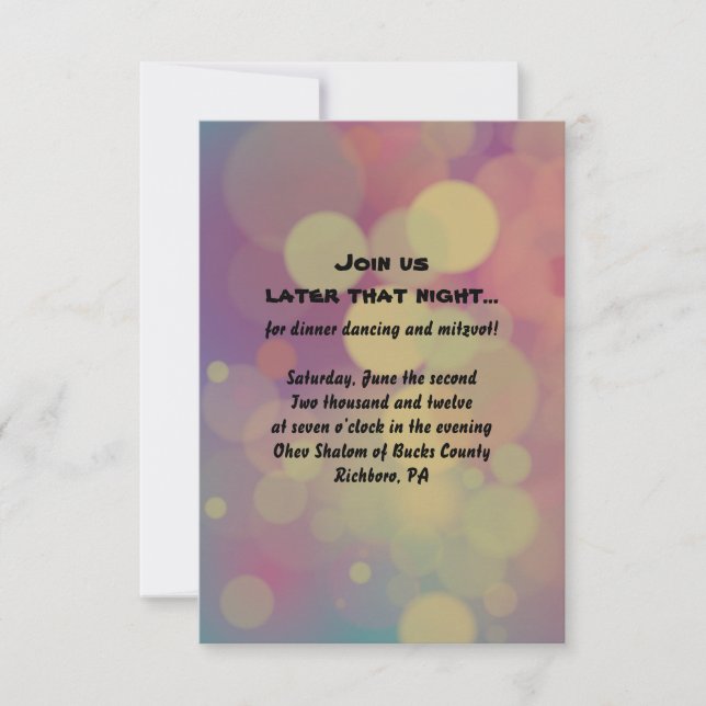 Guitar Girl Bat Bar Mitzvah Reception Party Card (Front)