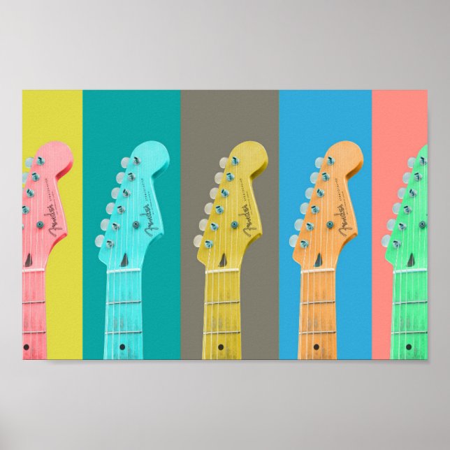 Guitar Girl modern pastel colourful music Poster (Front)