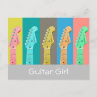 Guitar girl pastel modern colourful music