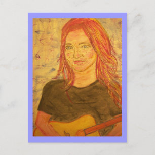 guitar girl postcard