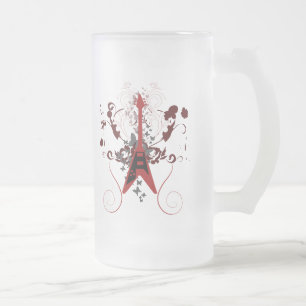Guitar God Frosted Glass Beer Mug