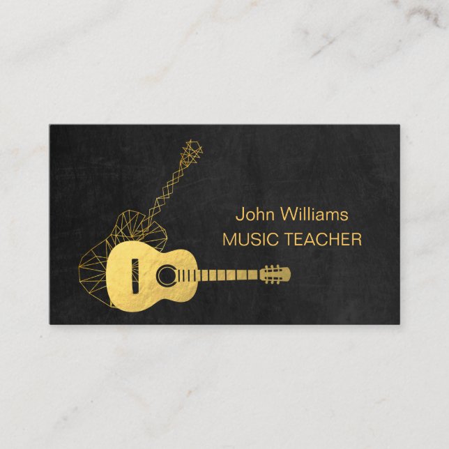 Guitar Gold Music Teacher DJ  Musician Geometric   Business Card (Front)