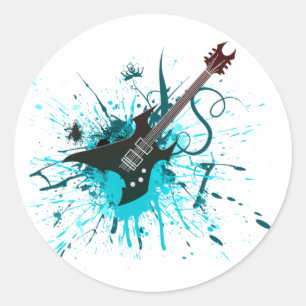 Guitar Graffiti - Emo Rock Music Band Alternative Classic Round Sticker