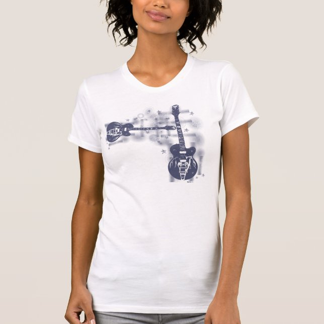 Guitar Graphic 2 Blue T-Shirt (Front)