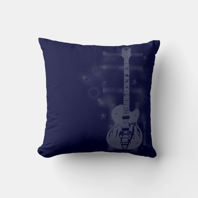 Guitar Graphic Blue Pillows (Front)