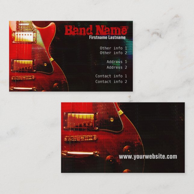 GUITAR "GrungeRed" Business card (Front/Back)