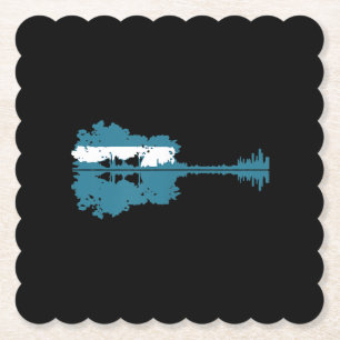 Guitar   Guitar Lake Shadow Love Guitar Musician Paper Coaster