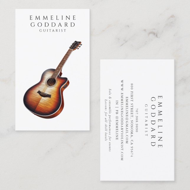 Guitar Guitarist Music Musician Teacher Business Card (Front/Back)