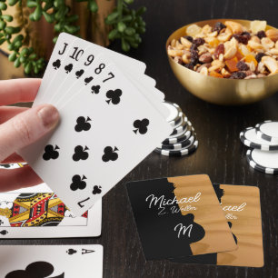 Guitar half-Black half-Wood Handwritten Name Playing Cards