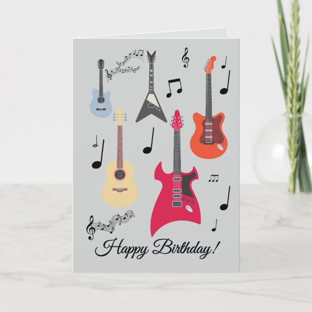 Guitar Happy Birthday Card (Front)