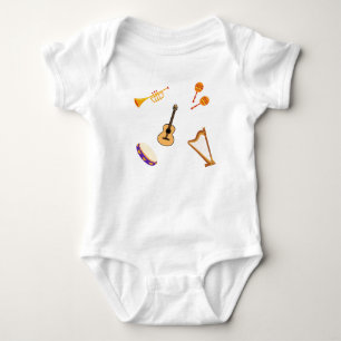 Guitar, harp, Trumpet, Tambourine Baby Bodysuit