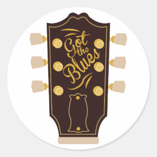 Guitar Head Stock Classic Round Sticker