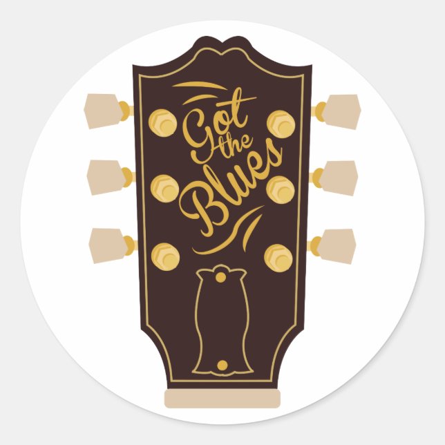 Guitar Head Stock Classic Round Sticker (Front)