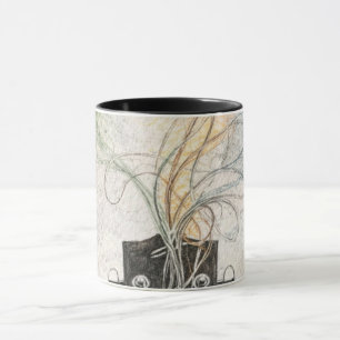 guitar headstock art flying birds illustration mug