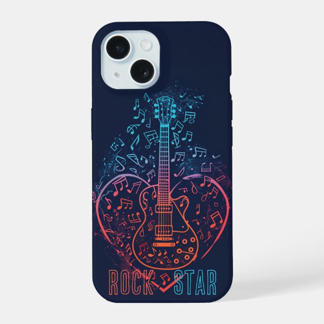 Guitar Heart iPhone 15 Case (Back)