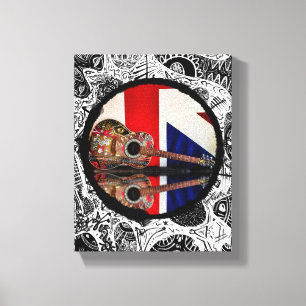Guitar in Britain Circular Phrame Art Canvas Print