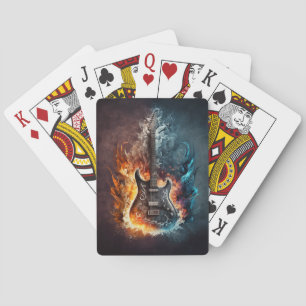 Guitar in flame playing cards