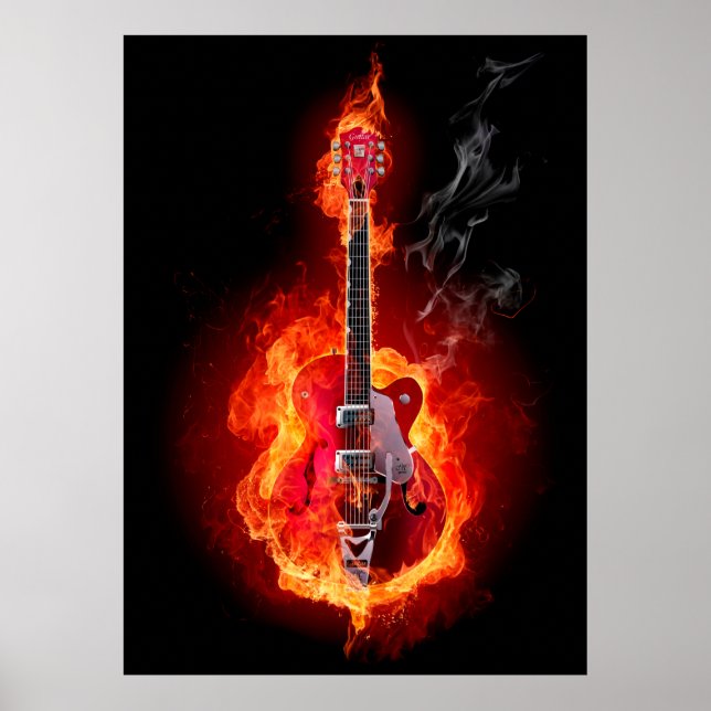 Guitar In Flames Poster (Front)