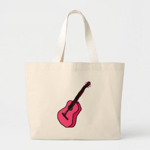 guitar in pink large tote bag