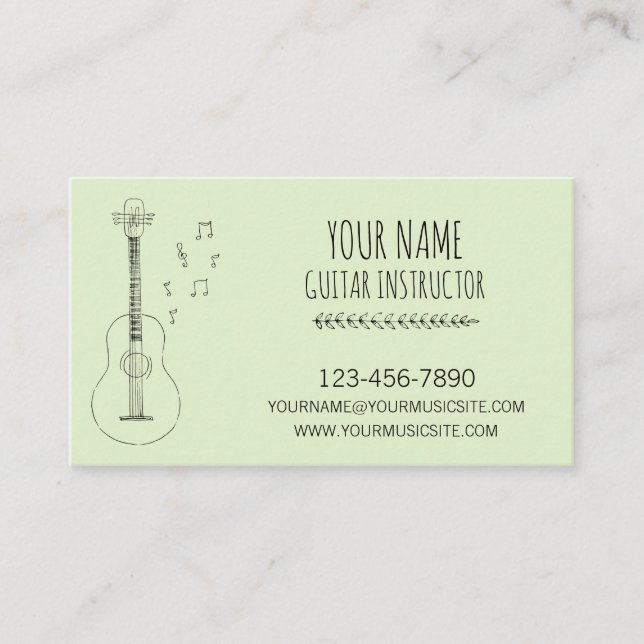 Guitar Instructor Guitarist Professional Musician Business Card (Front)