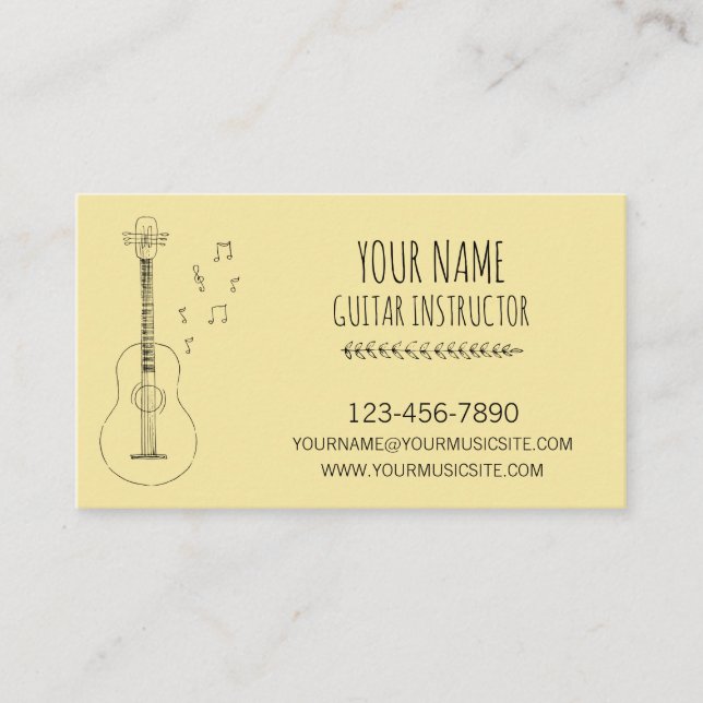 Guitar Instructor Guitarist Professional Musician Business Card (Front)