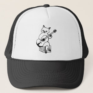 Guitar Instrument Music Jazz Cat Trucker Hat