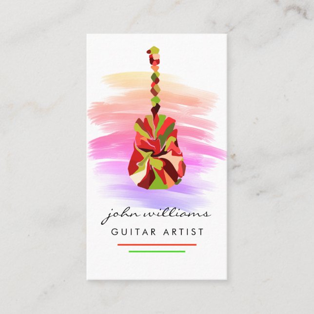Guitar Instrument Music Teacher DJ Event Manager Business Card (Front)
