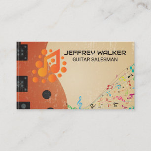 Guitar Instrument Musical Notes Sound Business Card