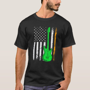 Guitar  Irish American Flag St Patrick's Day Men W T-Shirt
