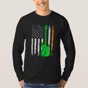 Guitar Irish American Flag St Patrick's Day Men W T-Shirt