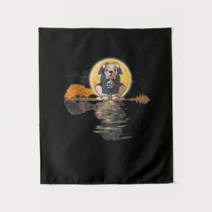 Guitar Lake Halloween Scary English Bulldog Moon Tapestry