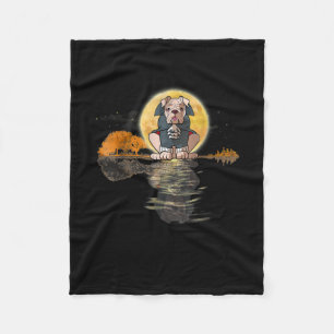 Guitar Lake Halloween Scary English Bulldog With Fleece Blanket