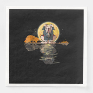 Guitar Lake Halloween Scary English Bulldog With Napkin