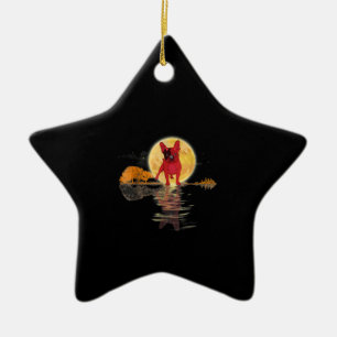 Guitar Lake Halloween Scary French Bulldog Moon Ceramic Tree Decoration