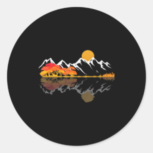 Guitar Lake Mountain Reflections Shadow Love Guita Classic Round Sticker