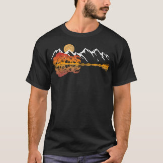 Guitar Lake Mountain Reflections Shadow Love T-Shirt