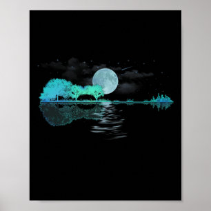 Guitar Lake Reflections Love Musician  Poster
