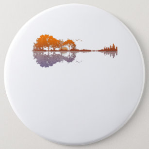 Guitar Lake Reflections Music And Guitar Lover 6 Cm Round Badge