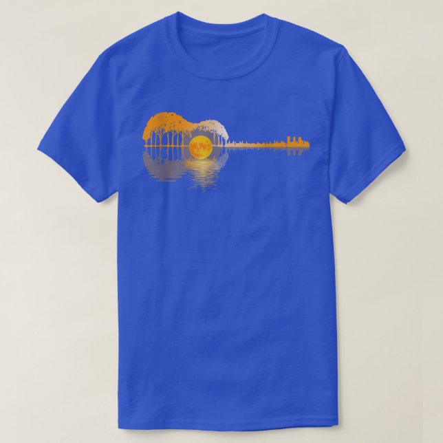 Guitar Lake Reflections Music And Guitar Lover Gui T-Shirt (Design Front)