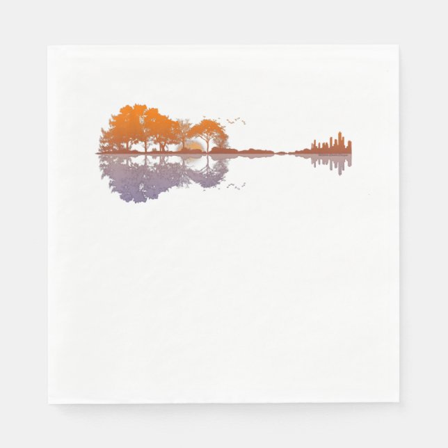 Guitar Lake Reflections Music And Guitar Lover Napkin (Front)