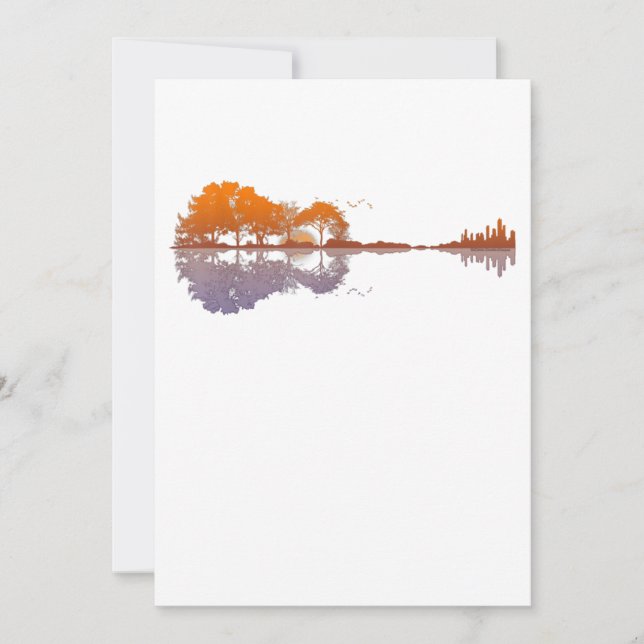 Guitar Lake Reflections Music And Guitar Lover Thank You Card (Front)