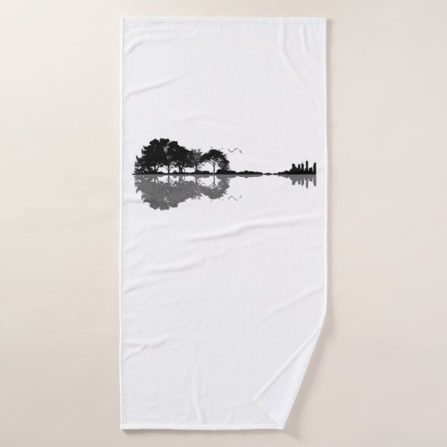 Guitar Lake Shadow Love Guitar Gift Music Lovers Bath Towel (Bath Towel)