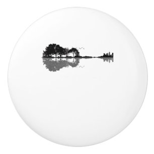 Guitar Lake Shadow Love Guitar Gift Music Lovers Ceramic Knob